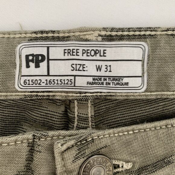 Free People Jeans 31 Gray Digital Camo Skinny High Rise Edgy Grunge Streetwear - Picture 6 of 13